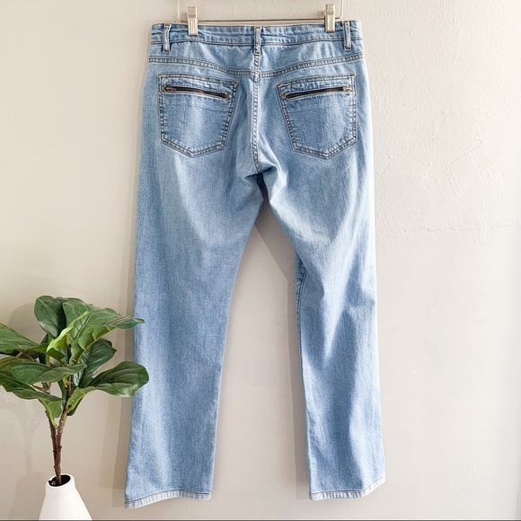 VTG Y2K Calvin Klein Unique Zip Up Straight Leg Light Wash Jeans Sz 7 Jrs - Picture 7 of 9